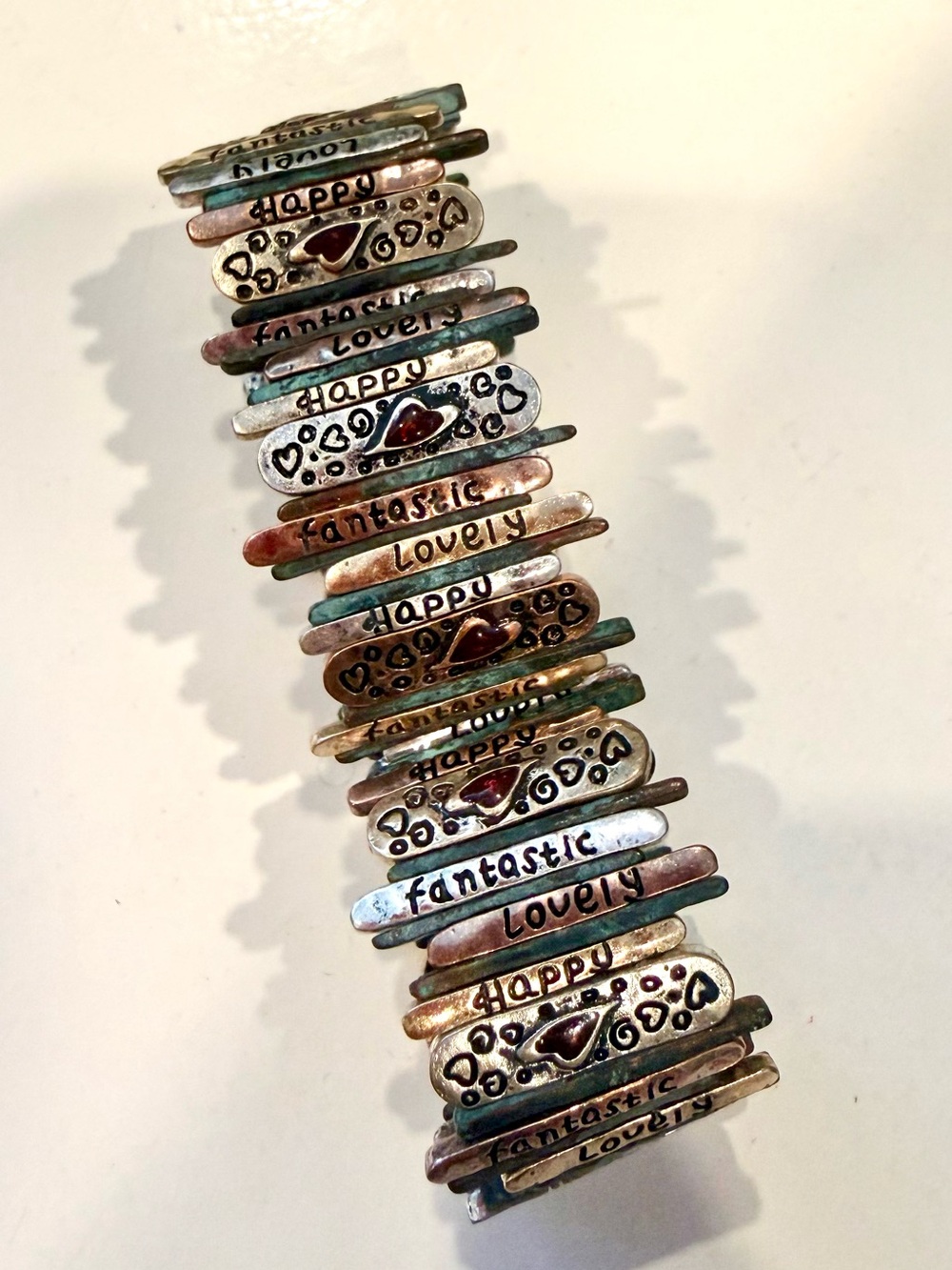 Vintage "Inspirational Words" Stretch Tile Bracelet